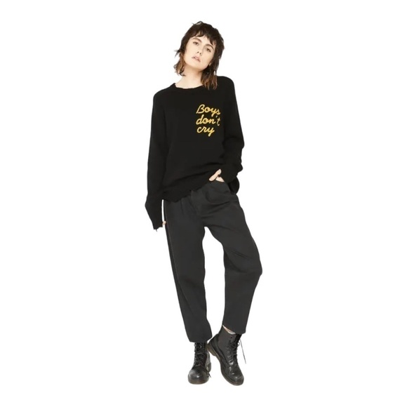 Sandrine Rose Black Relaxed Fit Button Fly Trouser Pants NWT - Picture 1 of 9